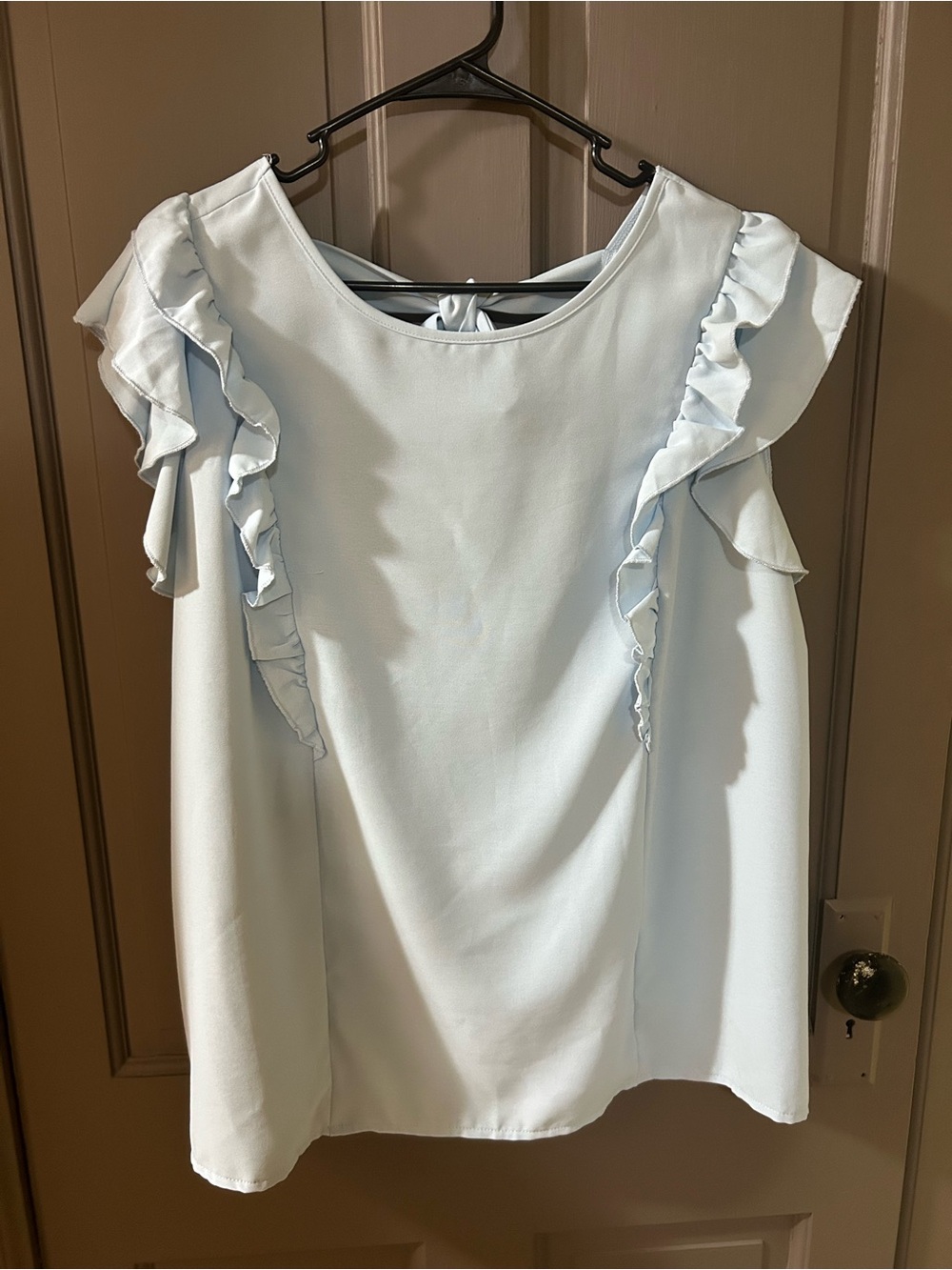 SHEIN Pale Blue Ruffle Sleeve Blouse
